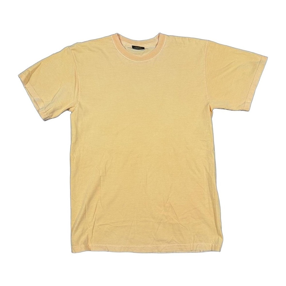 Stussy Mens Short Sleeve Solid Crew Neck Cotton T-Shirt Orange Yellow Small NWOT